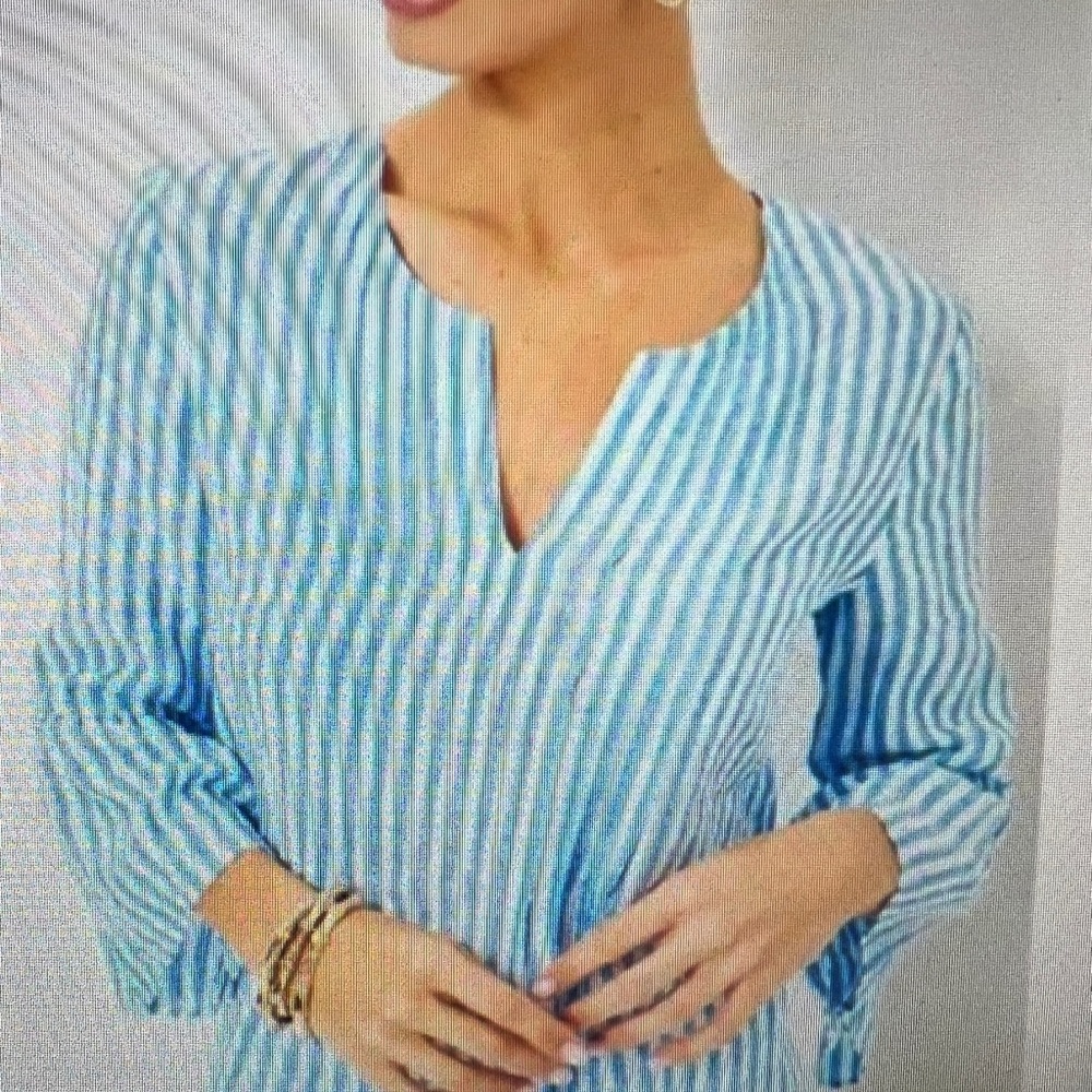 NWT Lilly Pulitzer Hollie Linen Tunic Lunar Blue Bimini Stripe XS